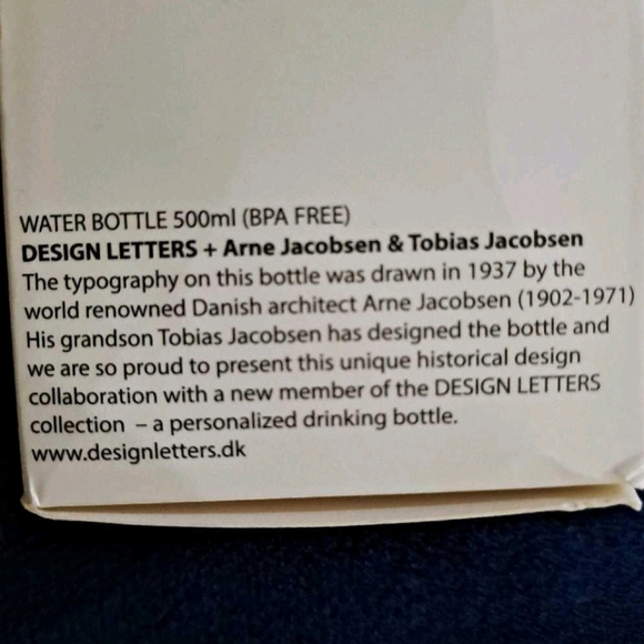 N Designer Water Bottle from the Design Letters Collection - Picture 3 of 4